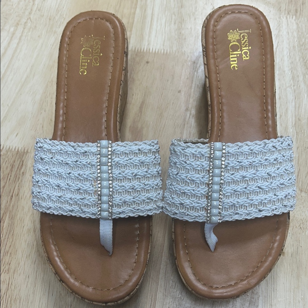 Jessica Cline White Woven Women's Sandals